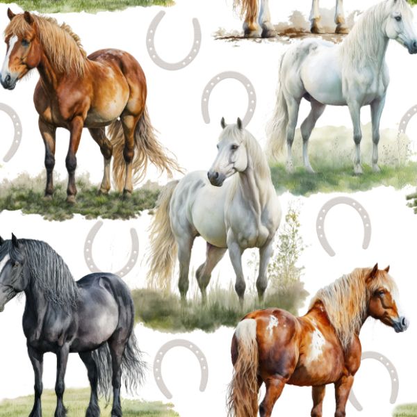 Waterafstotend polyester TD/NS bedrukt paarden geschilderd