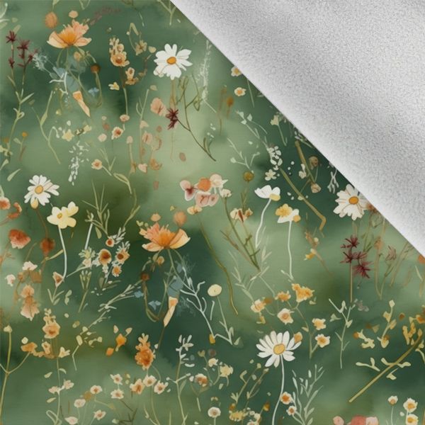 Waterafstotend polyester TD/NS bedrukt mini bloemen donkergroen Victoria