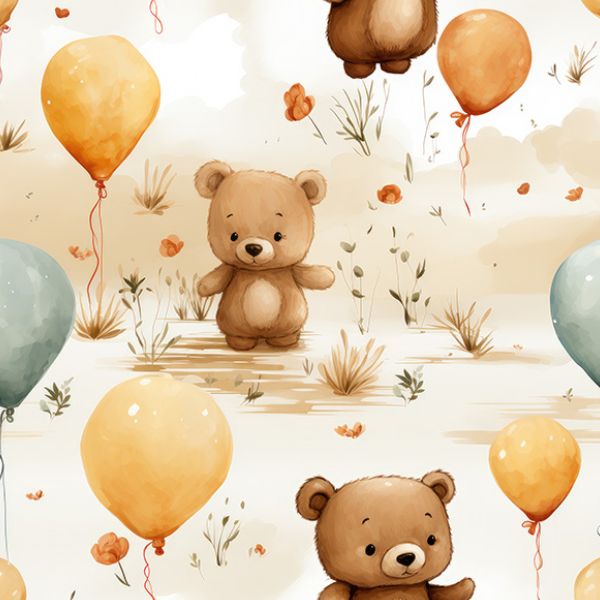 Waterafstotend polyester TD/NS bedrukt teddybeer met ballonnen