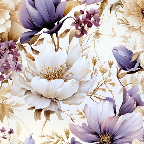 Satijnband 5 cm paarse bloemen Vilma