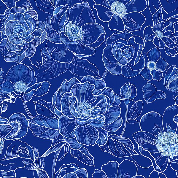 Organza bloemen imitatie blauwdruk