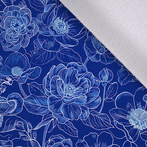 Waterafstotend polyester TD/NS bedrukt bloemen imitatie blauwdruk