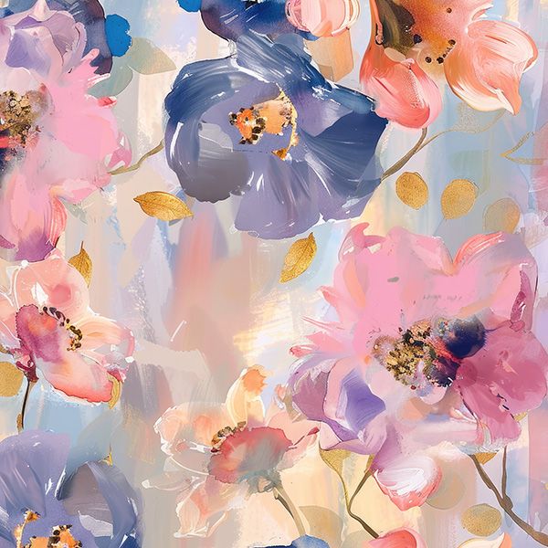 Glanzend elastisch satijn lentebloemen pastel schilderij