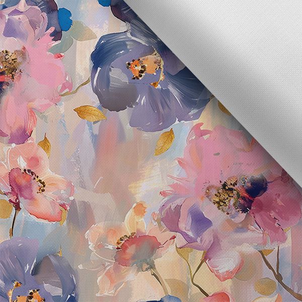 Waterafstotend polyester TD/NS bedrukt lentebloemen pastel schilderij