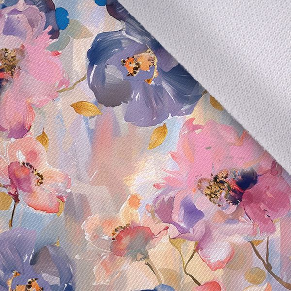 Waterafstotend polyester TD/NS bedrukt lentebloemen pastel schilderij
