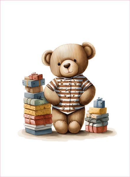 Paneel voor PUL overbroekje teddybear met speelstenen