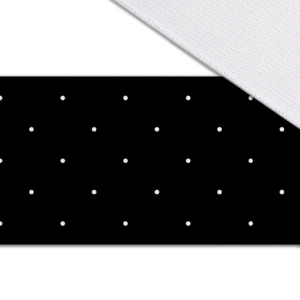 Regenjasstof gewatteerd witte stippen 4mm op zwart