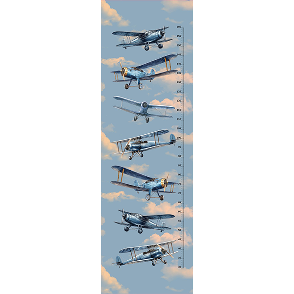 Blackout verduisteringsstof blauwe retro vliegtuigen