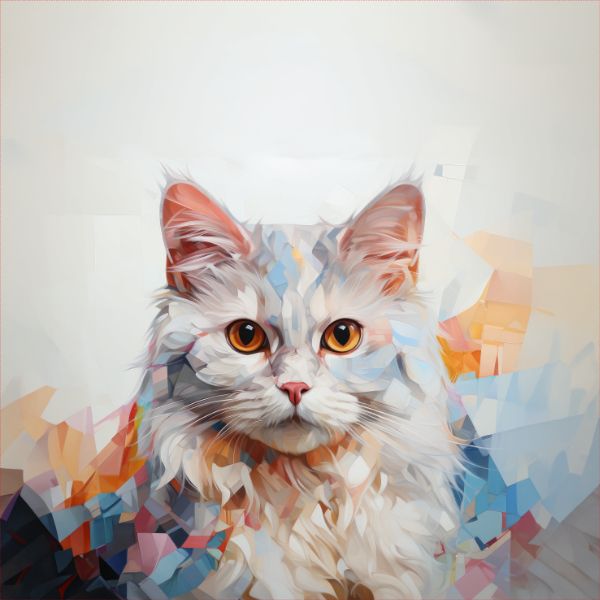 Tricot / Jersey PANEEL 75x75 cm witte kat