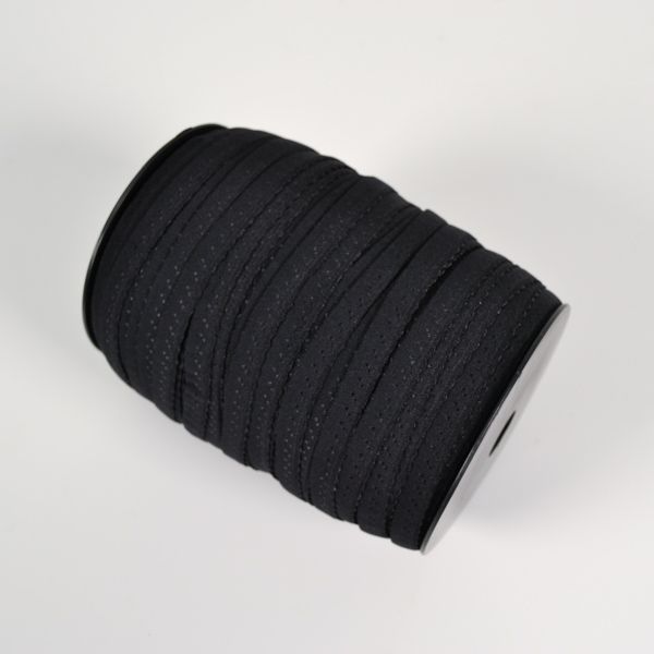 Decoratieve elastische biesband 11 mm zwart