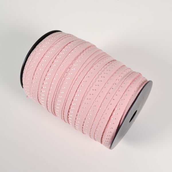 Decoratieve elastische biesband 11 mm roze