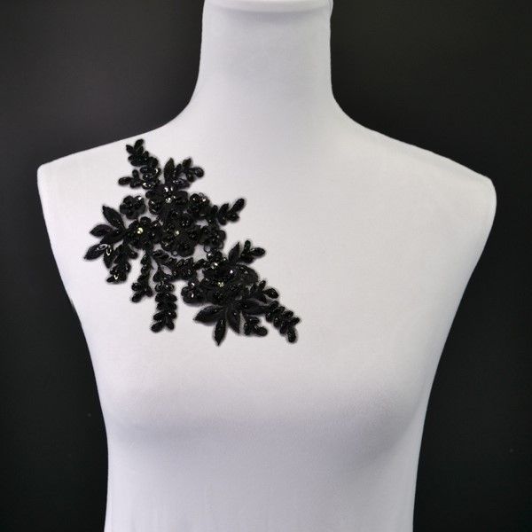 Applicatie voor jurk boeket zwart - linkerkant
