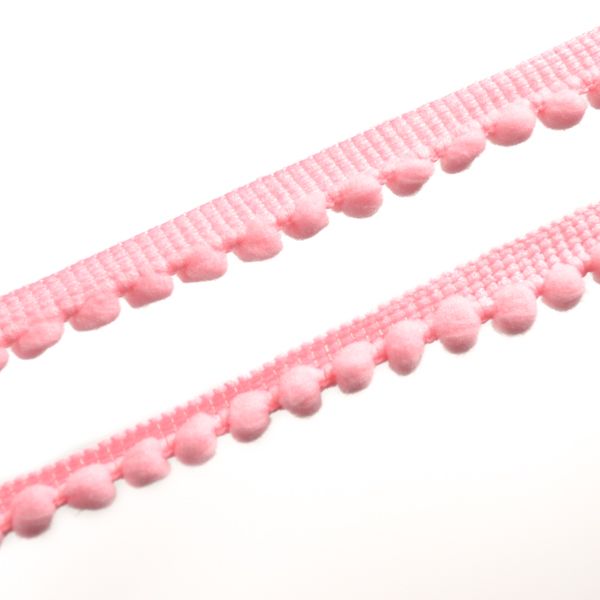 Bolletjesband met pompons 0,5cm roze / 18,5m