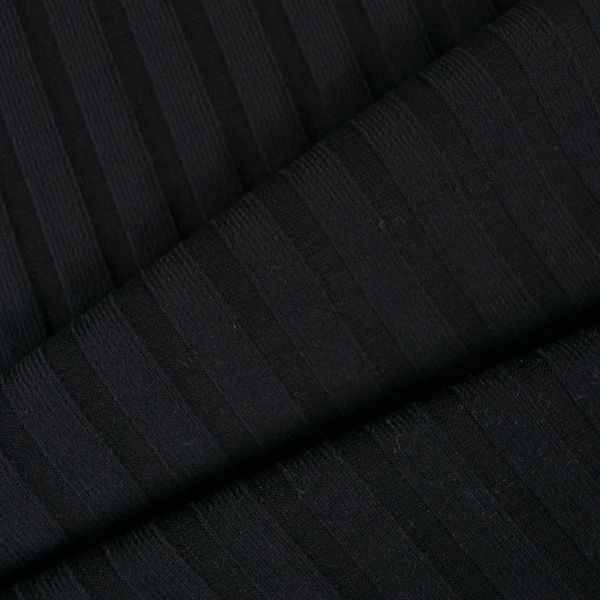 Ribgebreide stof 100% katoen zwart