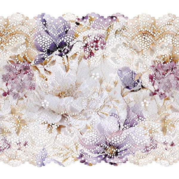Stof voor badmode en fitness kleding met UV bescherming paarse bloemen Vilma