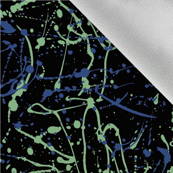 Polyester Tricot / Jersey voor t-shirts fluo spetter motief groen-blauw