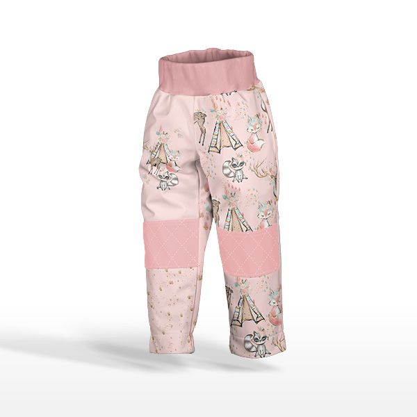 Paneel met patroon voor softshell broek Indiana girl pink 86