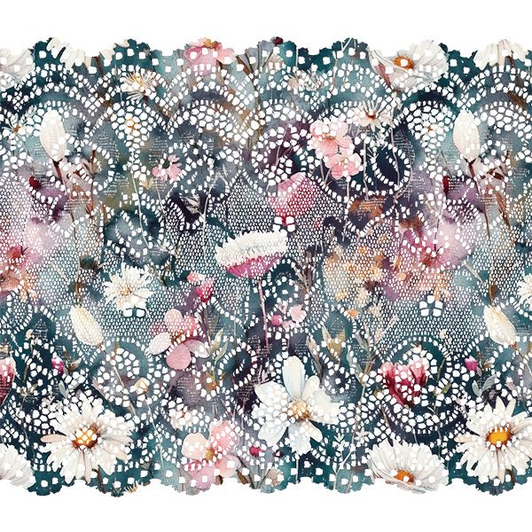 Kunstleer met print aquarel margrieten Diana 700g  - klein patroon