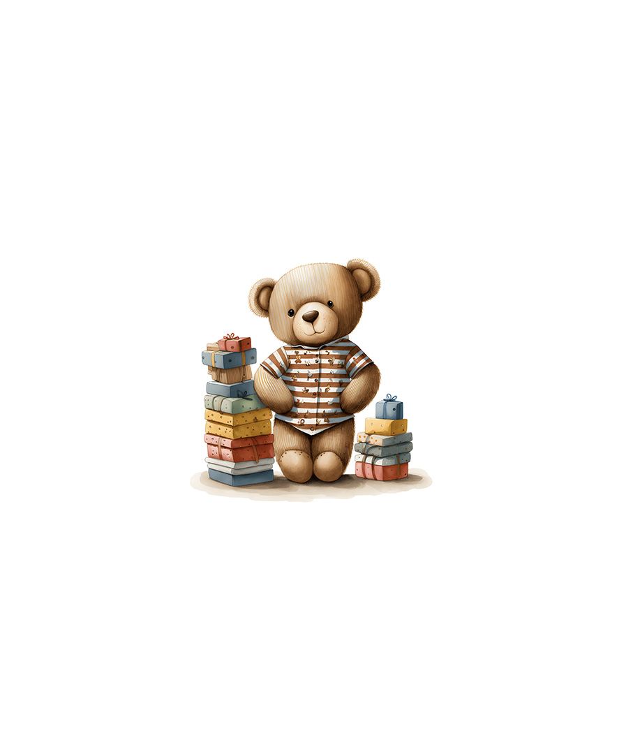 Paneel speelgoeddoos / regenjasstof doorstikt teddybear met speelstenen