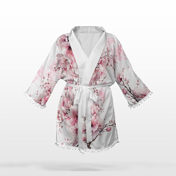 Paneel mat patroon L chiffon zijde kimono sakura bloemen