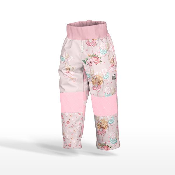 Paneel met patroon voor softshell broek danseres roze 98