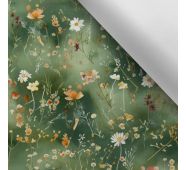 Waterafstotend polyester TD/NS bedrukt mini bloemen donkergroen Victoria