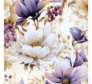 Bamboe geweven stof limited edition paarse bloemen Vilma