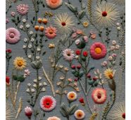 Winter softshell met pluche imitatie borduurwerk weidebloemen Antonia grijs