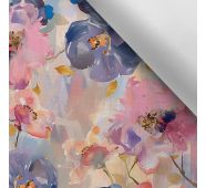 Waterafstotend polyester TD/NS bedrukt lentebloemen pastel schilderij MAXI motief