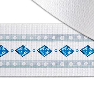 Elastiekband met bedrukking 5 cm spring - folklore blauwe sterren
