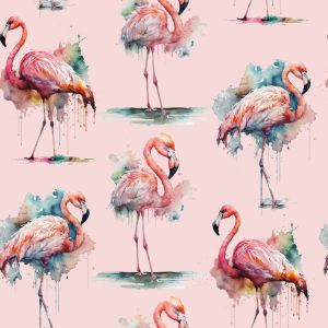 Tricot / Jersey Takoy aquarel flamingo