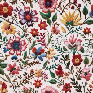 Polyester gabardine / Rongo Mexicaans borduurwerk