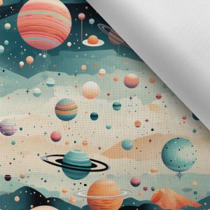 Waterafstotend polyester TD/NS bedrukt kleurrijk universum