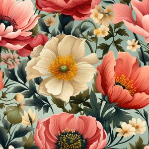 Kunstleer met print romantische bloemen Greny 700gr