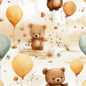 Paneel voor PUL overbroekje teddybeer met ballonnen