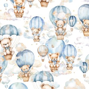 Paneel voor PUL overbroekje blauwe teddybeer in een ballon