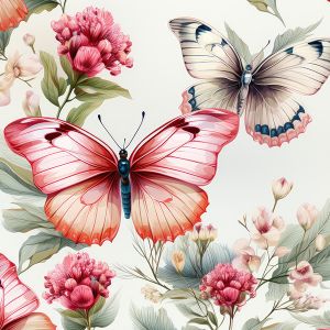 Waterafstotend polyester TD/NS bedrukt vlinder