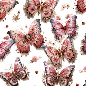 Tricot / Jersey Takoy roze vlinders
