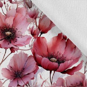 Tricot / Jersey kledingstof geribd Takoy bloemen roze schoonheid