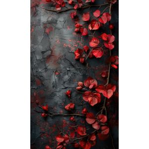 Fotodoek 160x265 cm rode bloemen op zwarte muur
