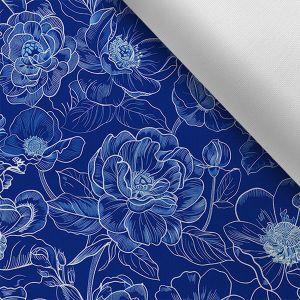 Waterafstotend polyester TD/NS bedrukt bloemen imitatie blauwdruk MAXI motief