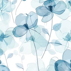 Transparant chiffon blauwe bloemen