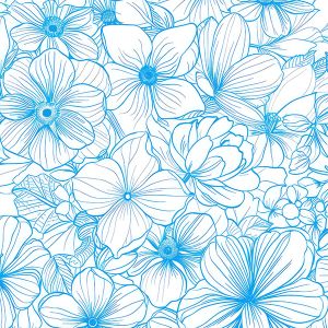 Tricot / Jersey Takoy blauwe bloemen Emia