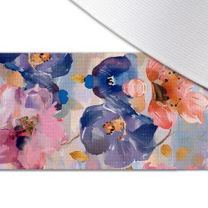 Elastiekband met print 4 cm lentebloemen pastel schilderij