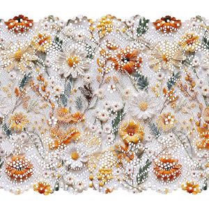 Elastiekband met print 15 cm imitatie borduurwerk 3D-bloemen Maya