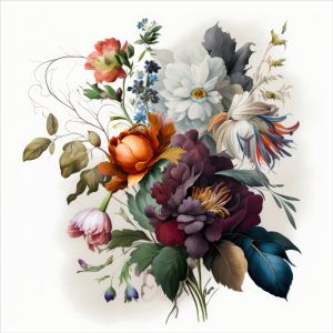 French terry zomer sweatstof Takoy PANEEL 75x75 cm geïllustreerde bloemen