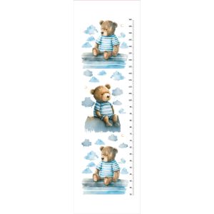 Paneel kinder groeimeter / waterafstotend polyester teddybeer in wolken