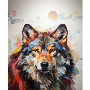 French Terry zomer sweatstof Takoy PANEEL 50x60 cm geometrische wolf