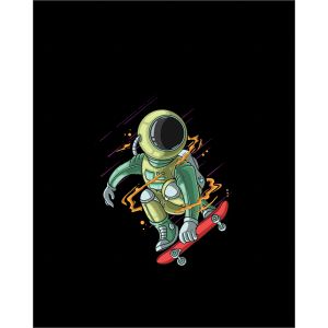 Paneel voor rugzak 50x40 groene astronaut op skateboard