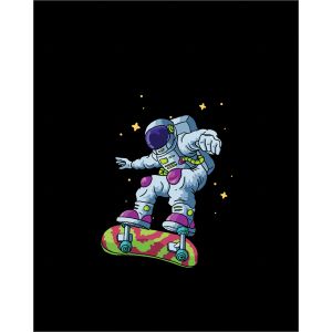 Paneel voor rugzak 50x40 blauwe astronaut op skateboard
